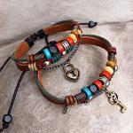 Handmade Leather Bracelets for Couple- Key To Heart