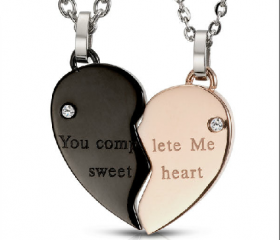 Heart Shape Necklaces for Couple-you complete me sweet heart
