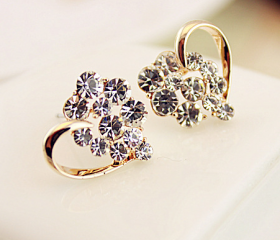 Peach Heart Rhinestone Studs