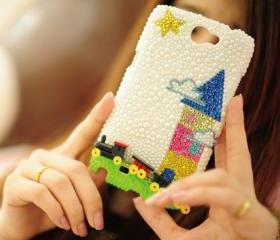 Handmade Rhinestone Case for iPhone -Train is Coming