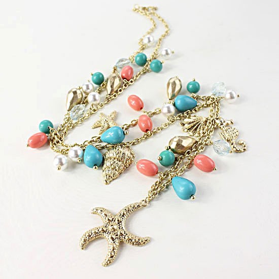 Goldtone Ocean Theme Necklace on Luulla